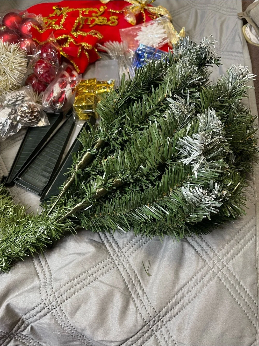 Christmas 36inch Small Artificial Tabletop Tree, Mini Tree w/ Hanging Ornaments